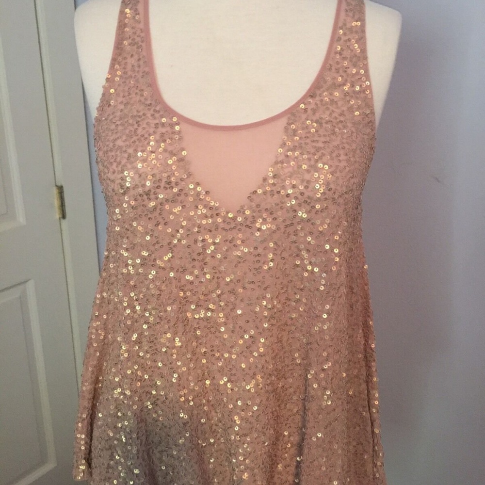 Goldleaf Sequined Top. Color: Old Peach Medium